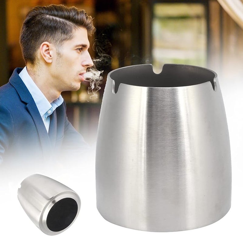 مطفأة سجائر من الفولاذ المقاوم للصدأ مضادة للرياح مع حامل للاستخدام الداخلي والخارجي - Image 3